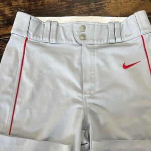 Nike Men’s Light Gray Baseball Pants with Red Trim